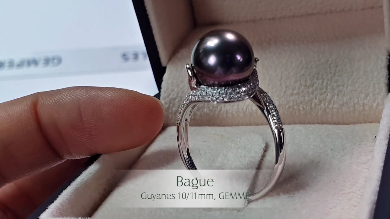 Anello Guyanes - Oro bianco, Diamanti & Perla di Tahiti 10/11mm, GEMME | Gemperles