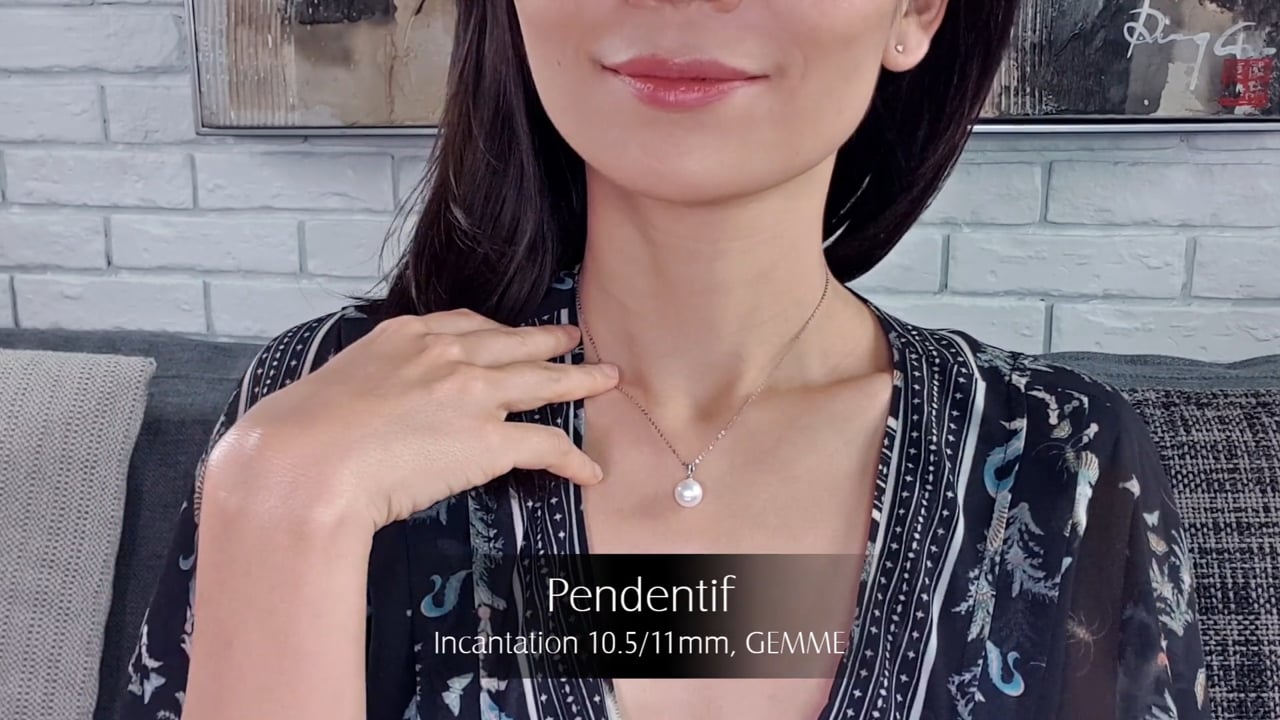 Pendentif Incantation - Or Blanc & Perle d'Eau Douce 10.5/11mm, GEMME | Gemperles
