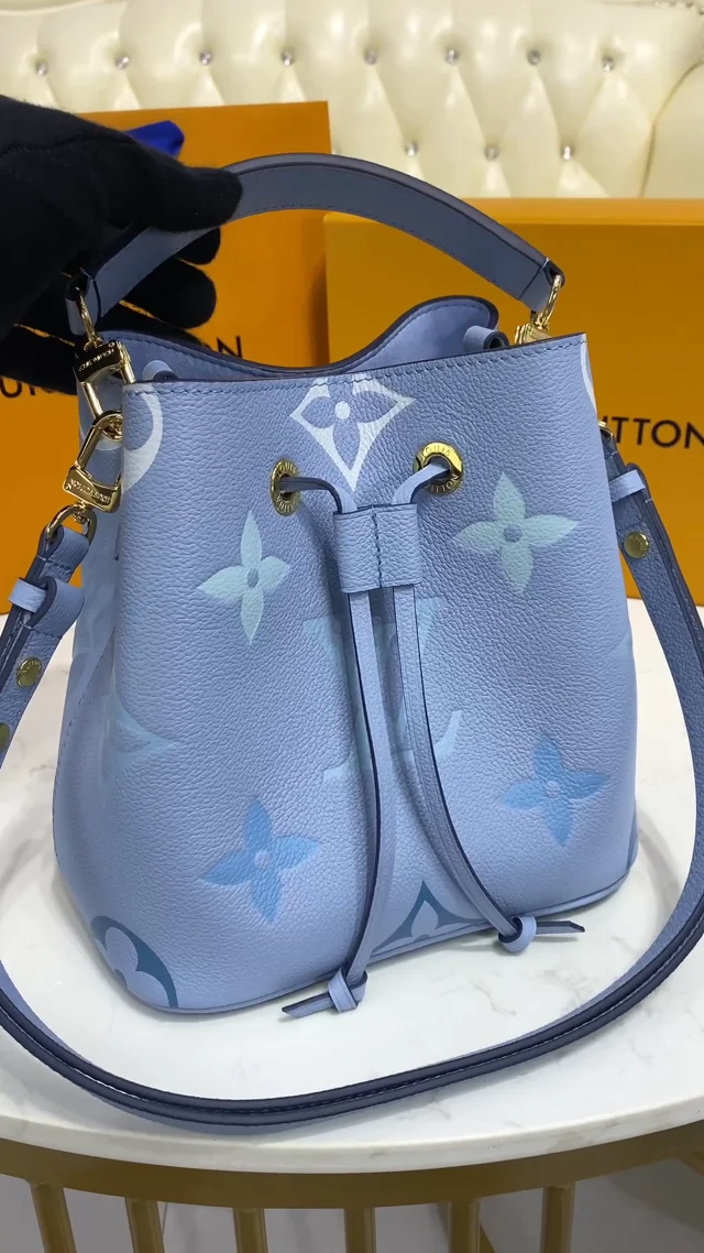 M45709 Louis Vuitton Monogram Empreinte NéoNoé BB Bucket Bag-Summer Blue