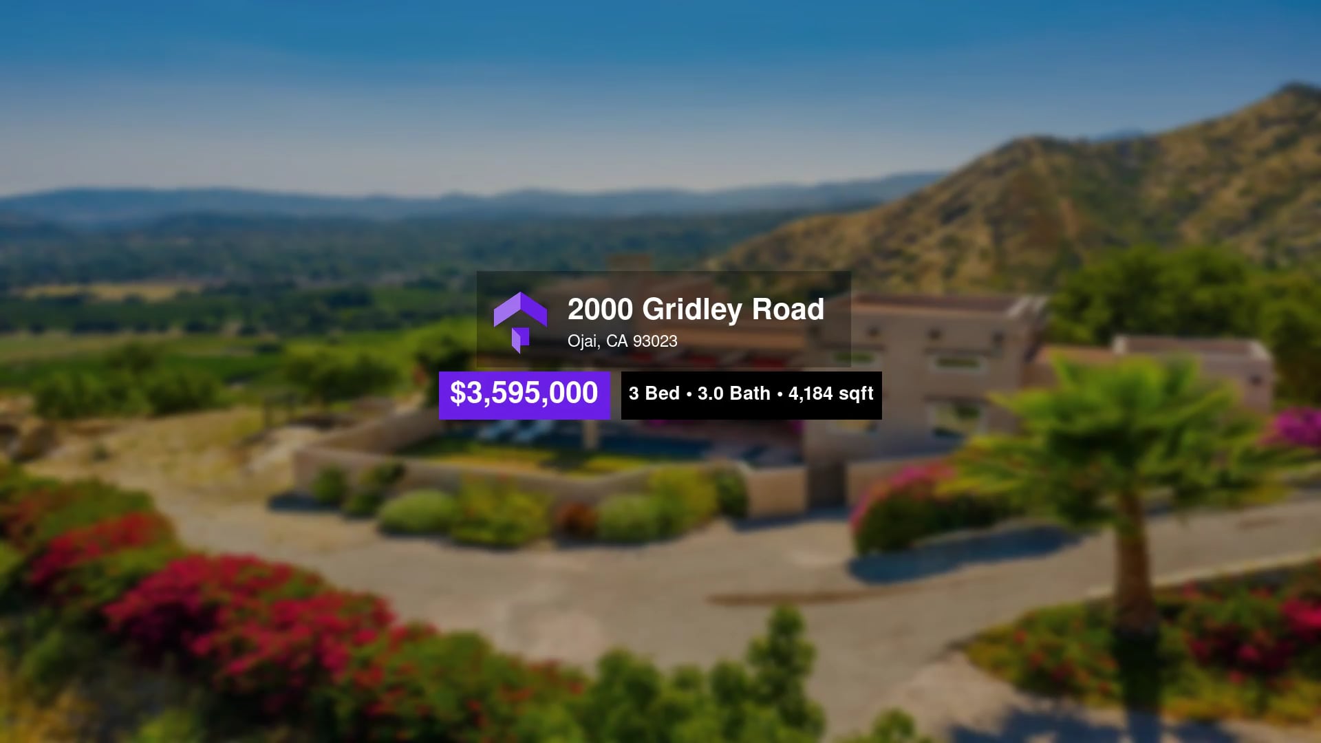 3,595,000 SingleFamily Home for sale 2000 Gridley Road, Ojai, CA 93023 on Vimeo