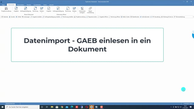 Datenimport - GAEB einlesen in eien Dokument