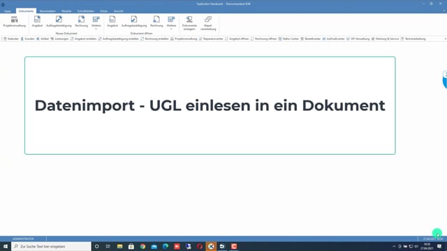 Datenimport - UGL einlesen in ein Dokument