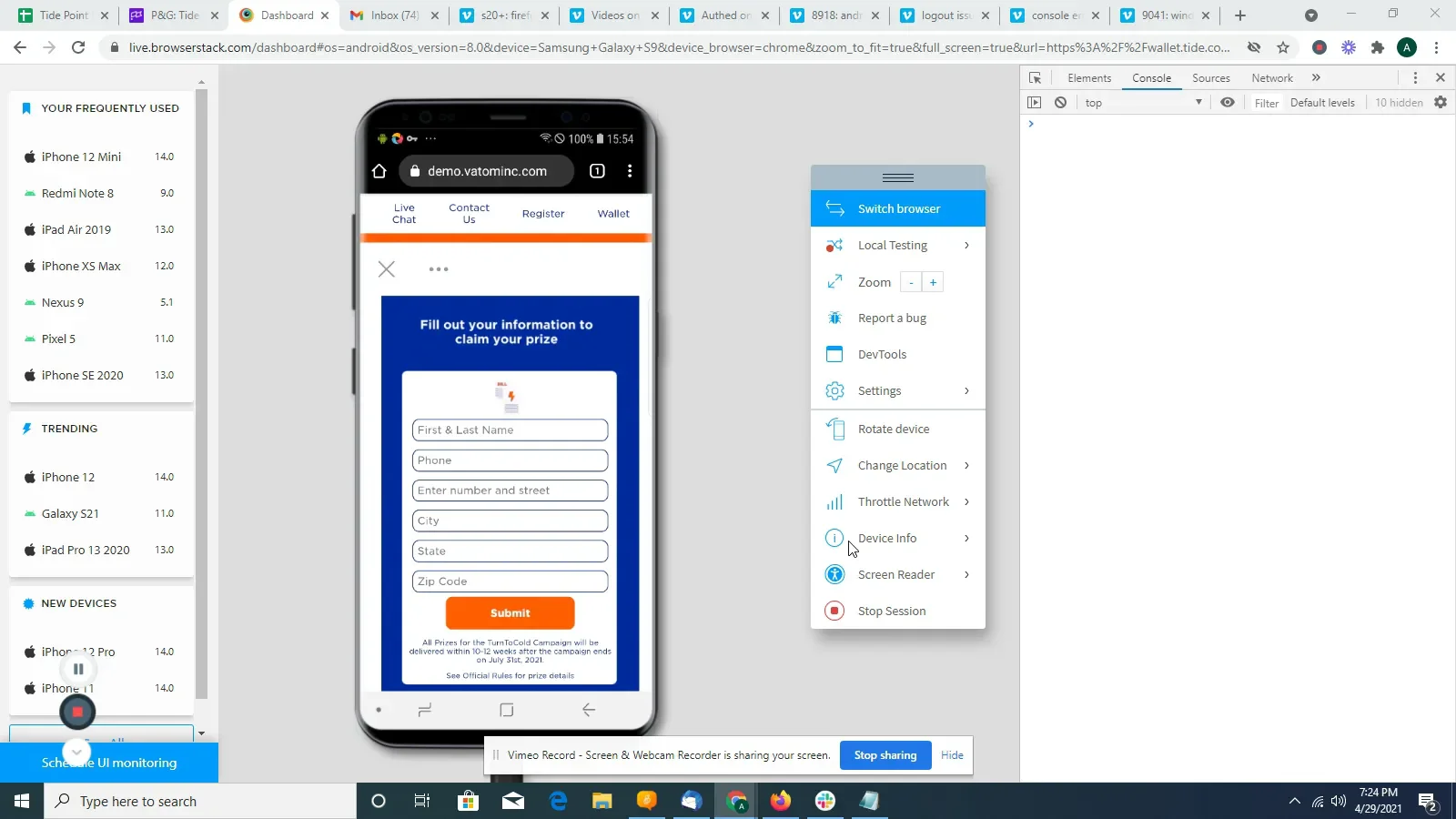 link issue on Vimeo