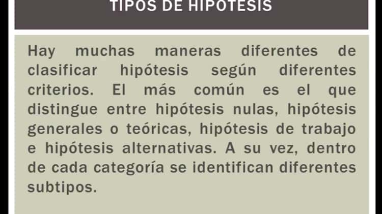 tipos de hipótesis de investigación