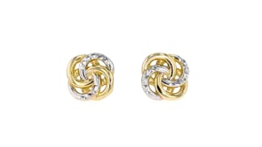 14kt Two-Tone Gold Interlocking-Circle Stud Earrings