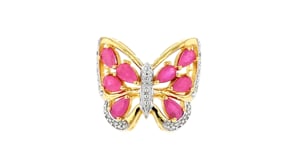 1.89 ct. t.w. Ruby Butterfly Ring with Diamond Accents in 18kt Gold Over Sterling