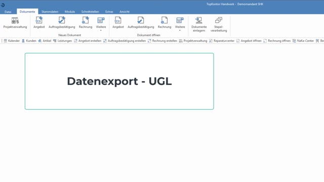 Datenexport - UGL-Dateiexport