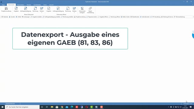 Datenexport - Ausgabe eines eigenen GAEB (81, 83, 86)