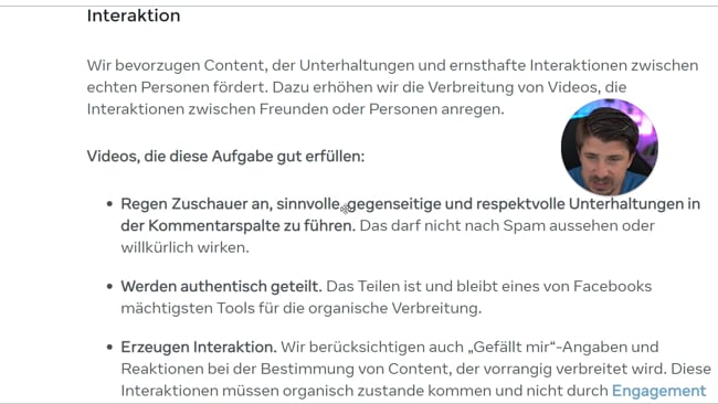 Was FB über Interaktionen sagt