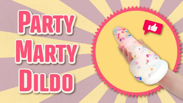 Party Marty Silicone Rainbow Confetti Dildo Video Review by Betty's Toy Box