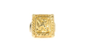 Italian 14kt Yellow Gold Crest-Style Lion Ring