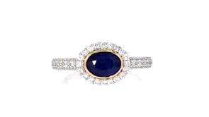 1.00 Carat Sapphire and .50 ct. t.w. White Zircon Ring in Sterling Silver with 14kt Yellow Gold