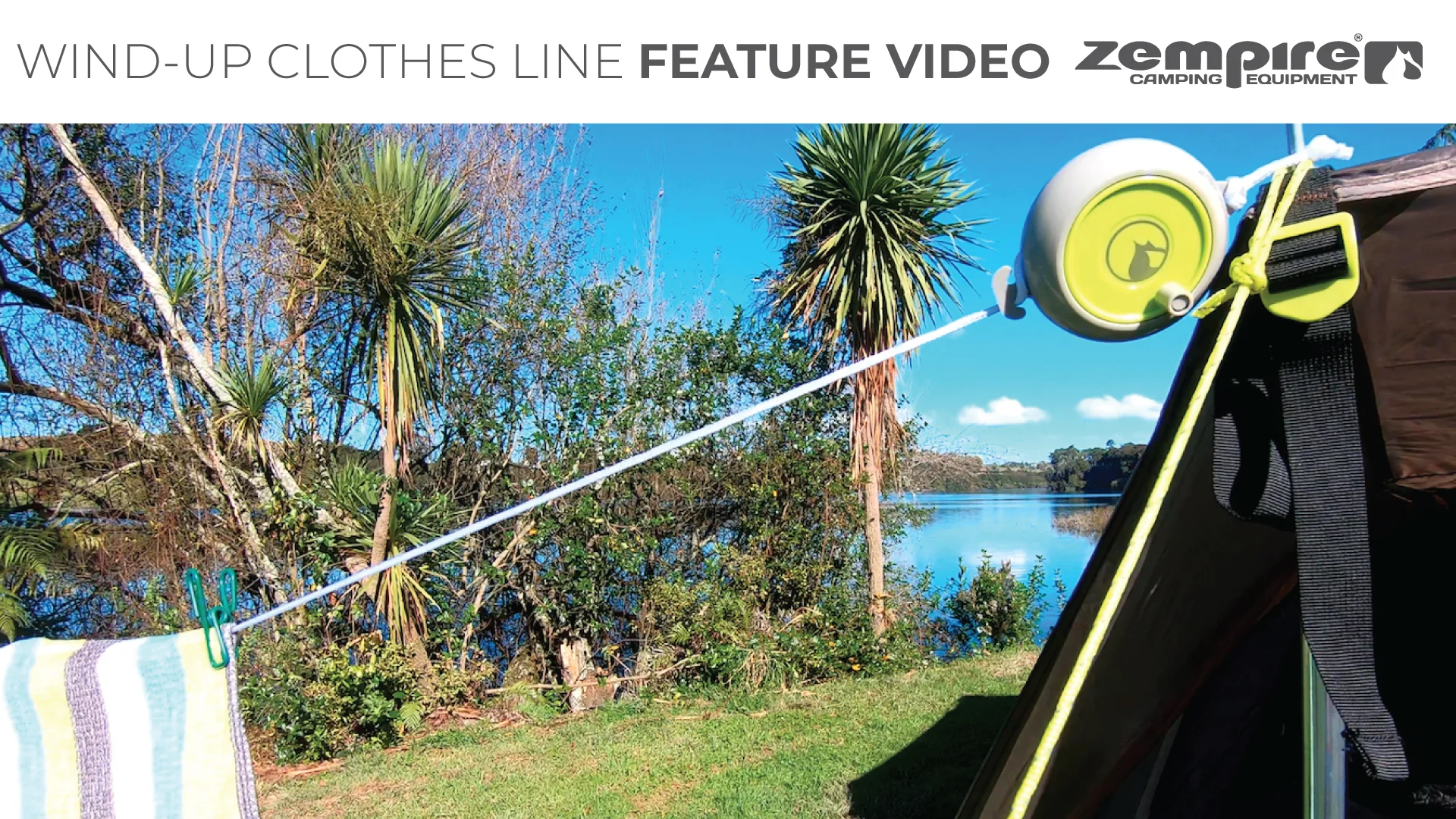 Zempire Wind Up Clothesline - Camping Accessory