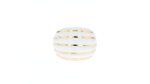 White Agate Striped Dome Ring with 14kt Yellow Gold