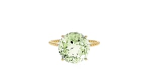 4.50 Carat Green Prasiolite Twist Rope Ring in 14kt Yellow Gold
