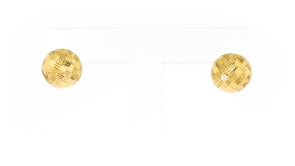 Italian 18kt Yellow Gold Diamond-Cut Dome Stud Earrings