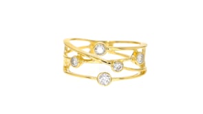 25 ct. t.w. Bezel-Set Diamond Crisscross Ring in 14kt Yellow Gold