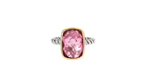 Pink Quartz Ring in 14kt Yellow Gold and Sterling Silver