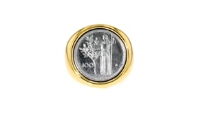 Italian Andiamo 14kt Yellow Gold 100-Lira Coin Ring