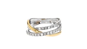 .50 ct. t.w. Diamond Crisscross Ring in Sterling Silver and 14kt Yellow Gold