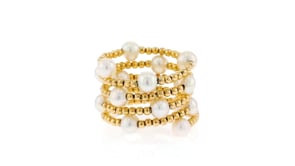 4-5mm Cultured Pearl Adjustable Beaded Wrap Ring in 14kt Yellow Gold