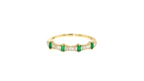 14 ct. t.w. Diamond and .10 ct. t.w. Emerald Stackable Ring in 14kt Yellow Gold