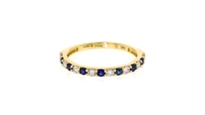 30 ct. t.w. Sapphire and .28 ct. t.w. Diamond Ring in 14kt Yellow Gold