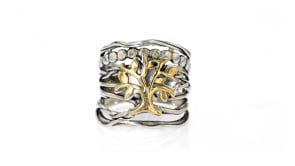 Sterling Silver and 14kt Yellow Gold Multi-Row Tree of Life Ring