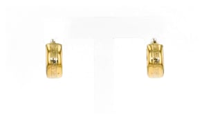 Italian Greek Key Huggie Hoop Earrings in 14kt Yellow Gold