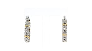 Byzantine Station Hoop Earrings in Sterling Silver with 14kt Yellow Gold