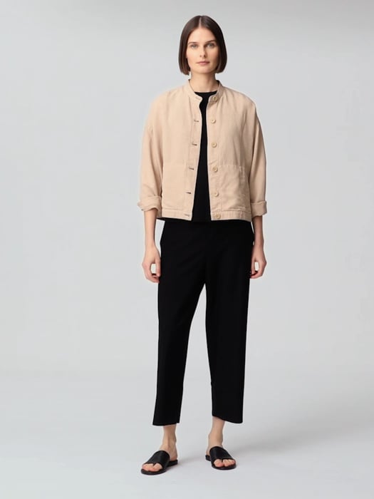Linen Blend Stand Collar Jacket | EILEEN FISHER Linen Blend Stand Collar Jacket | EILEEN FISHER