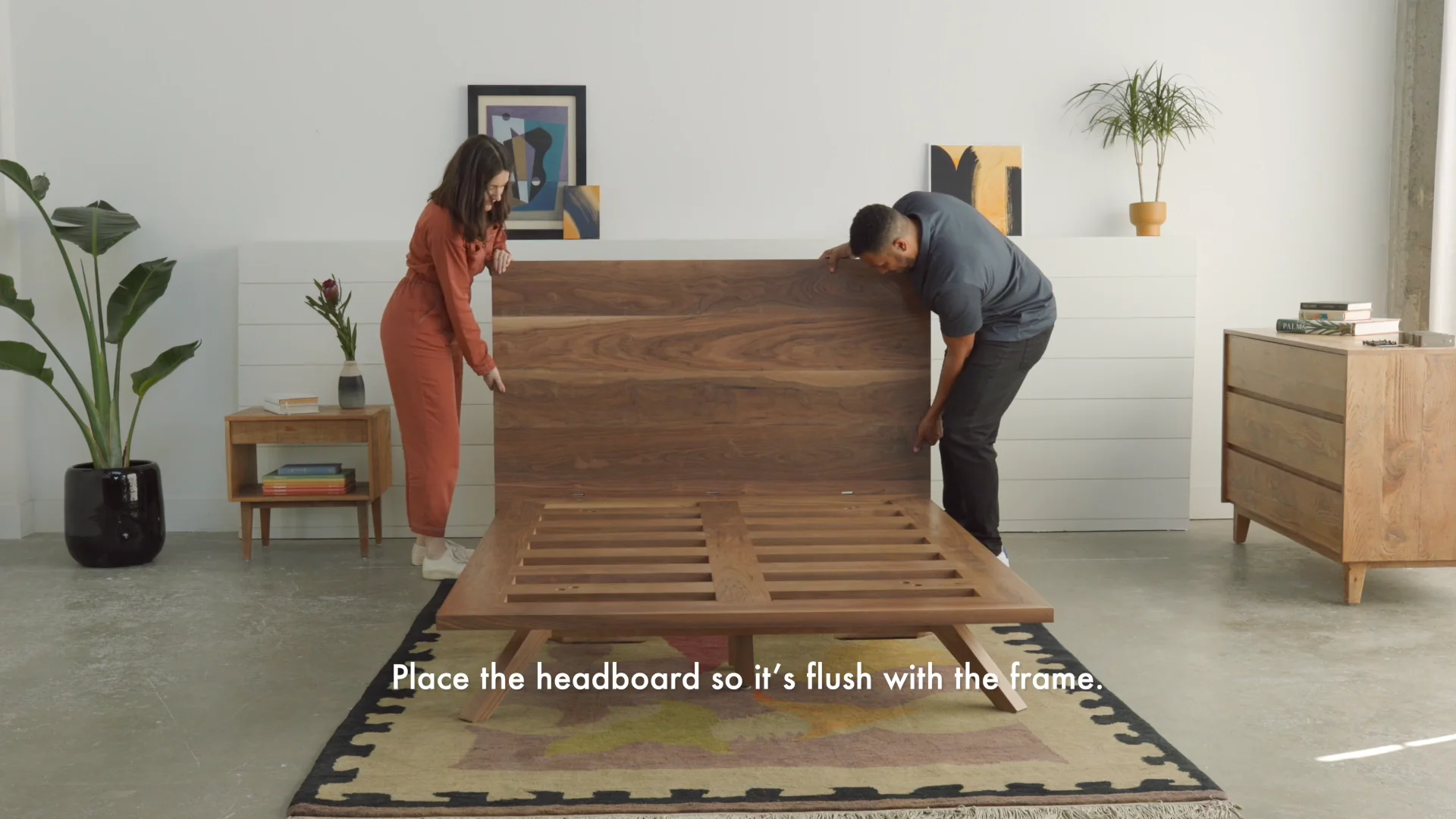 Avocado Mid-Century Bed Frame Assembly