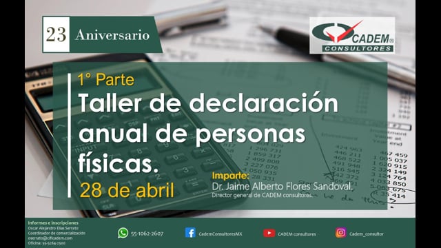 TALLER DE DECLARACIÓN ANUAL DE PERSONAS FÍSICAS 2020 (PARTE 1)