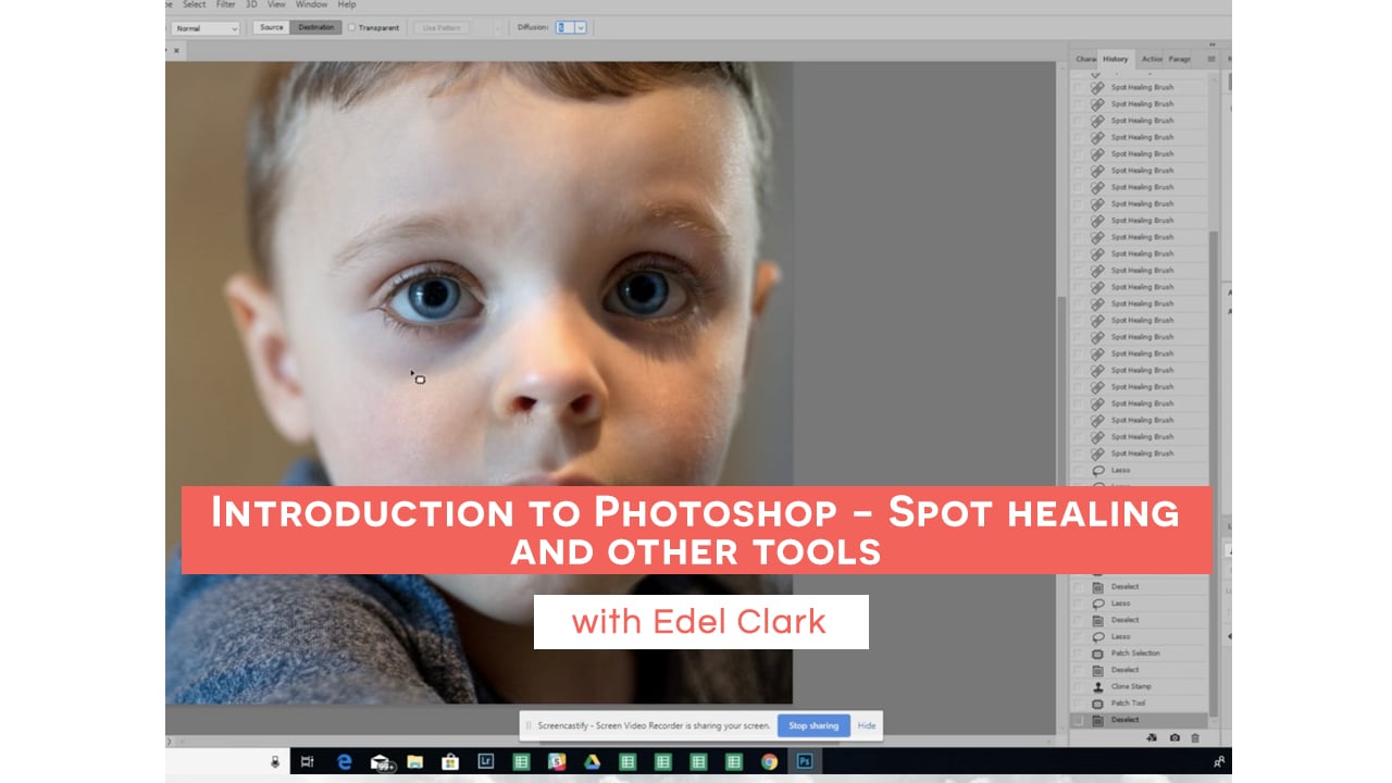 Introduction to Photoshop - spot healing and other tools