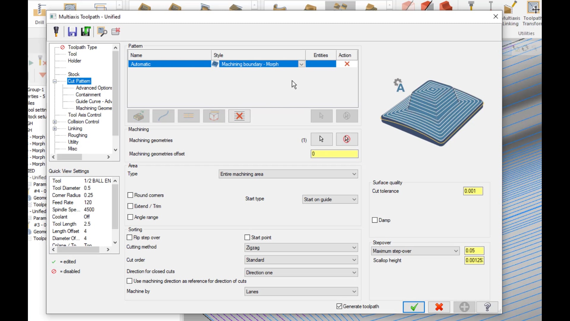 Simultaneous Multi Axis toolpaths