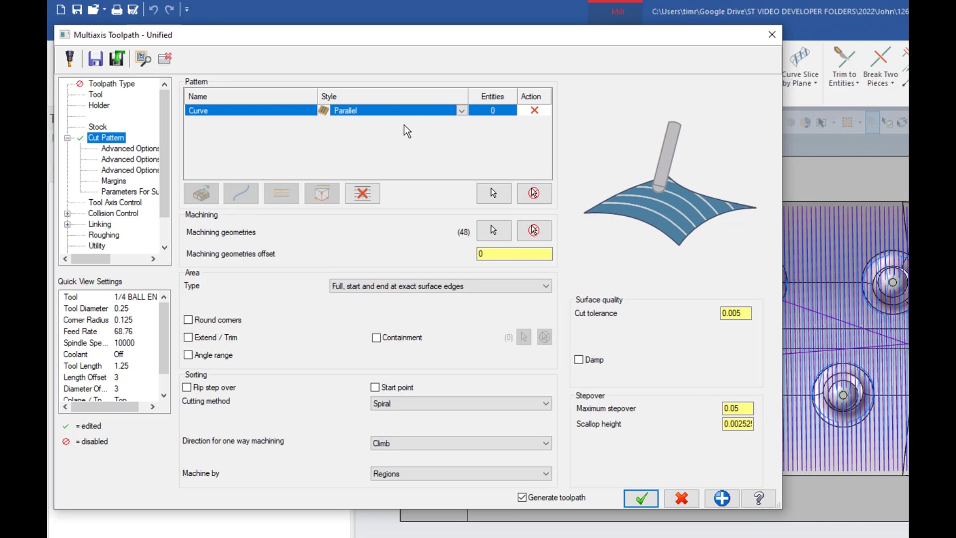 Simultaneous Multi Axis toolpaths