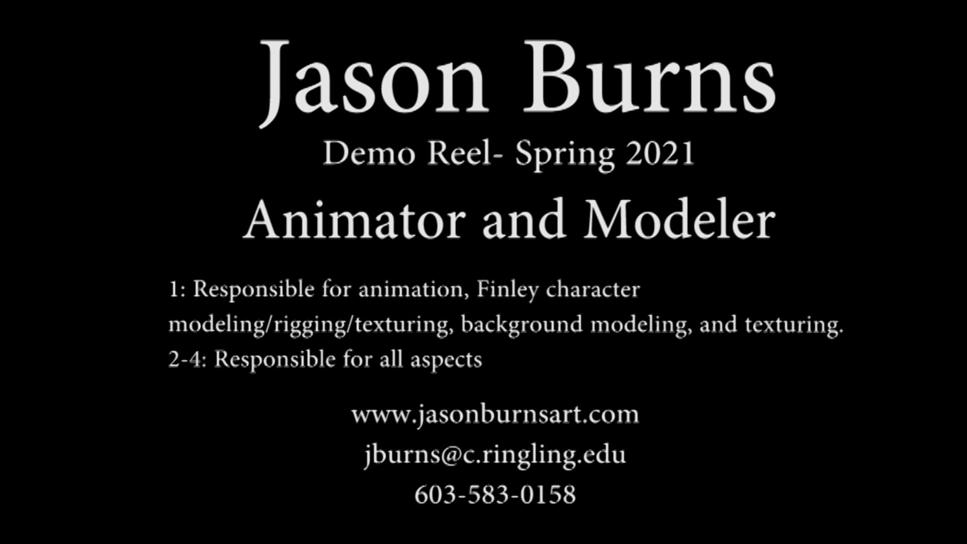 JBurns Demo Reel 2021