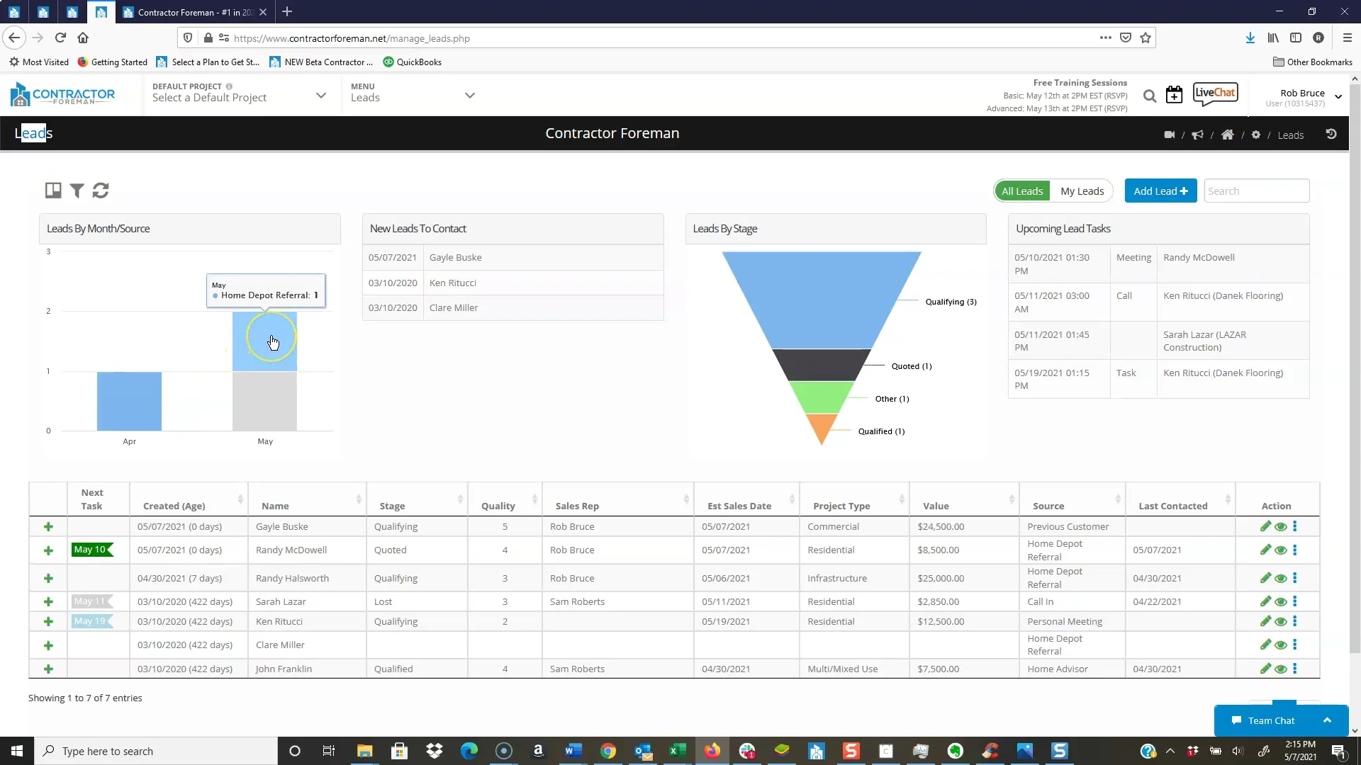 Managing Leads with Contractor Foreman on Vimeo
