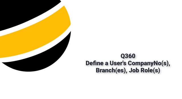 Define a User's CompanyNo(s), Branch(es), Job Role(s)