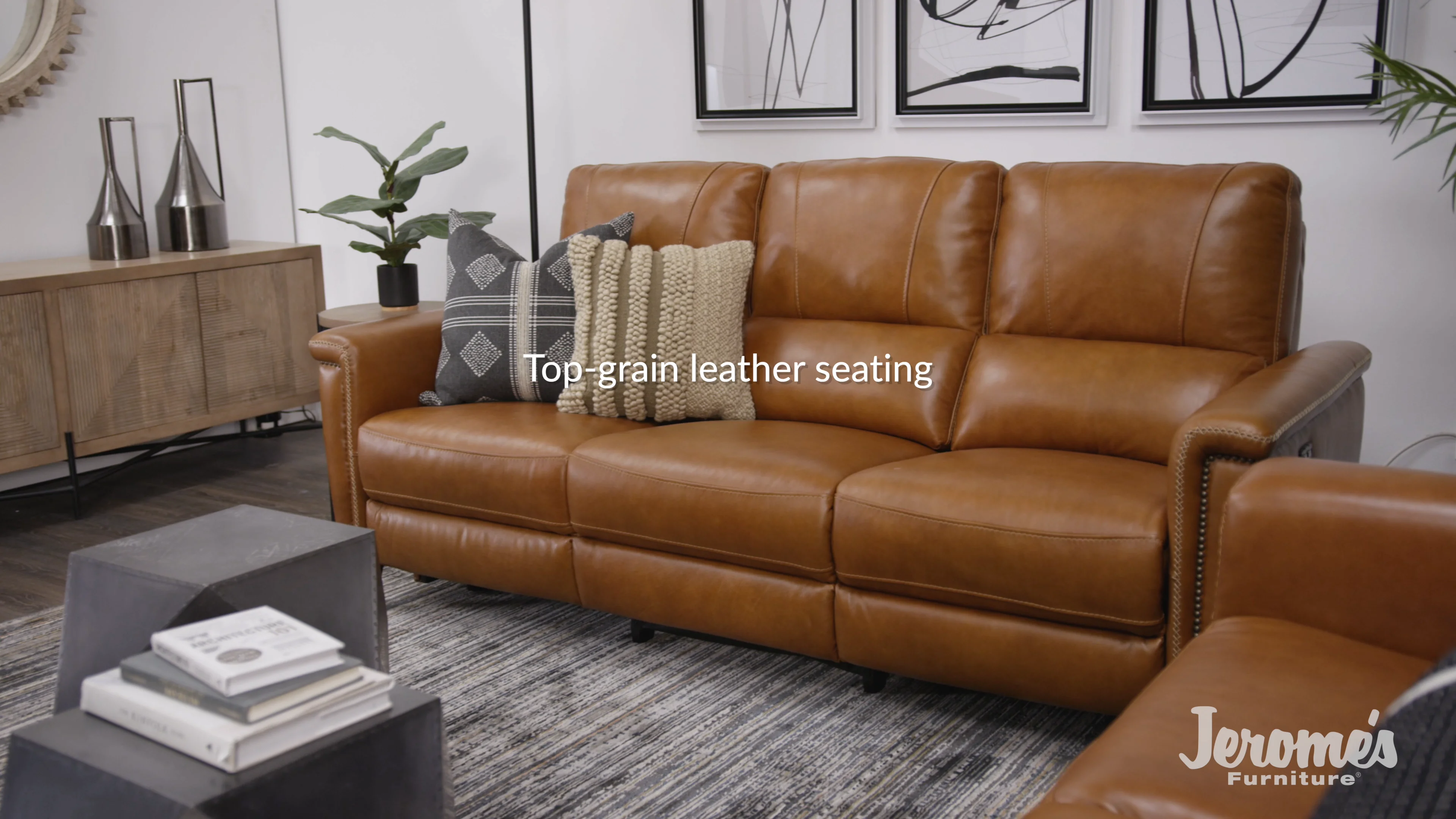 Jerome's leather reclining deals sectional