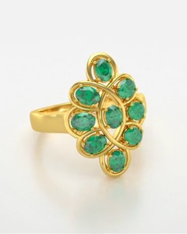 Vidéo: Bague Or Jaune Emeraude Forme Fleur 4.38grs
