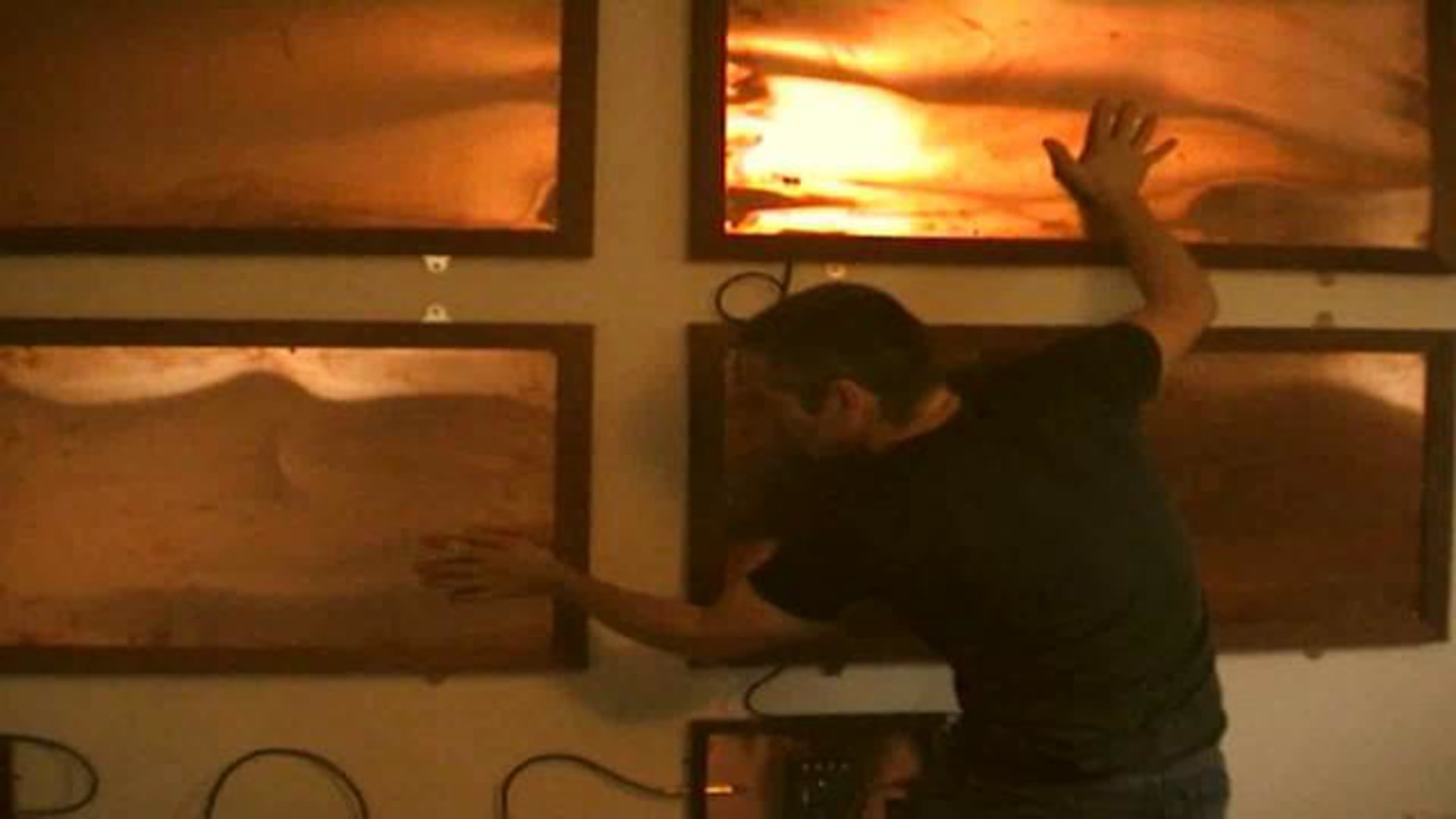 wall hung copper based artwork made nicer by touching