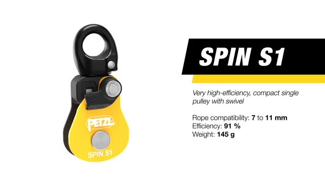 PETZL スピン SPIN S1, Very high efficiency, compact single pulley with