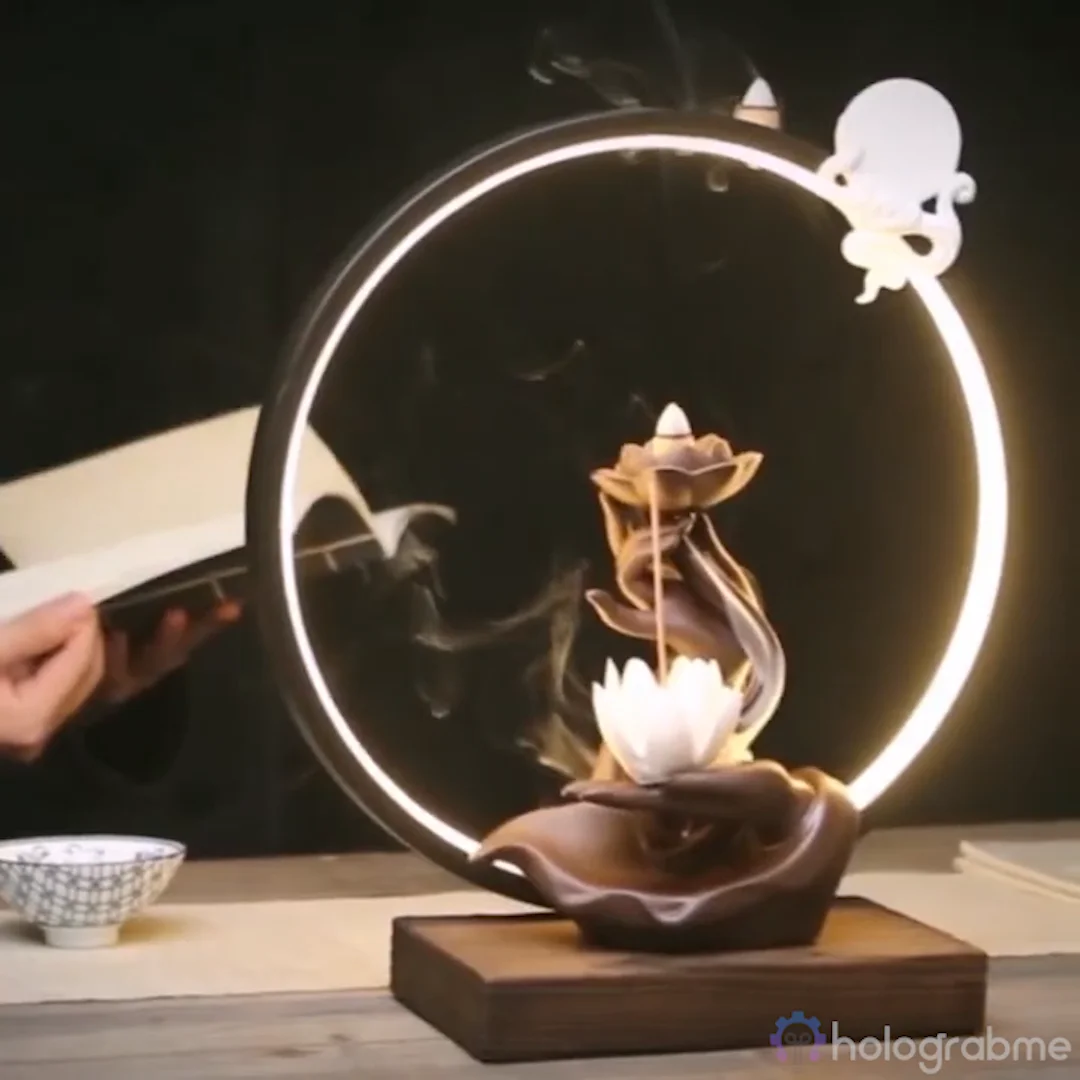 Lampe Berger Japonisante En Porcelaine Revol - Motifs Oiseaux, Bambou, Cerisier