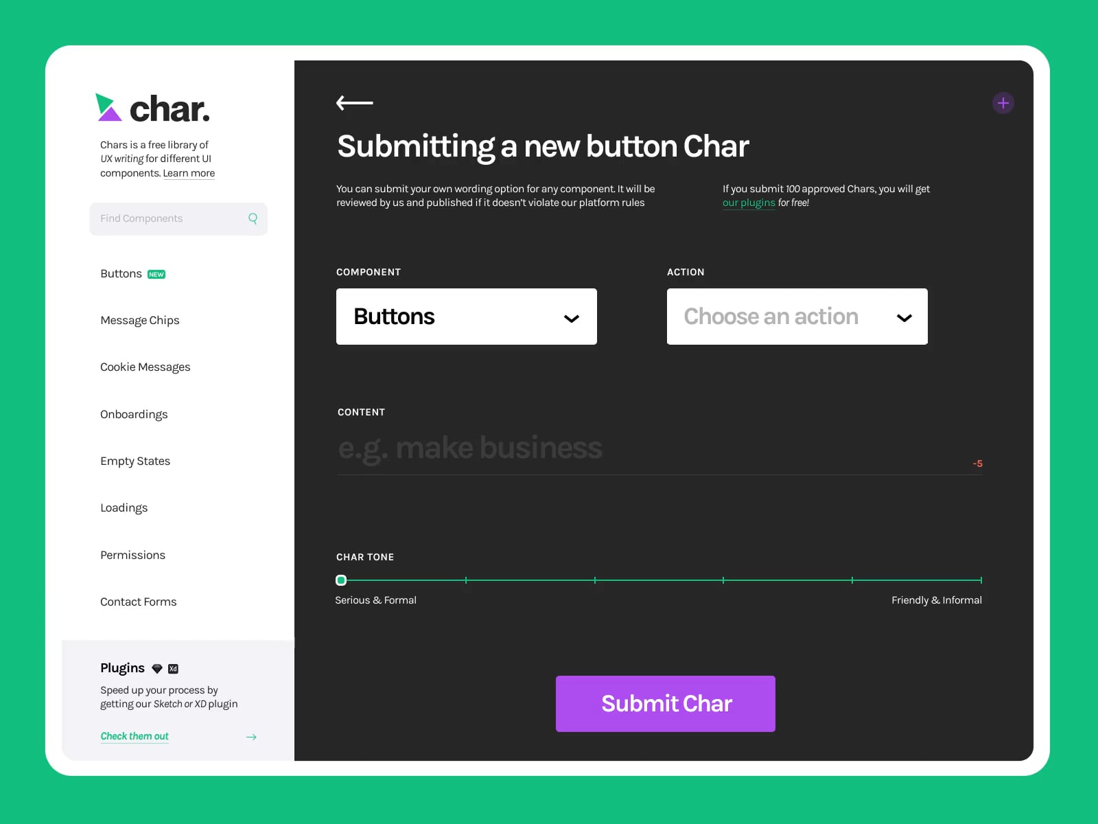 Submitting a char on Vimeo