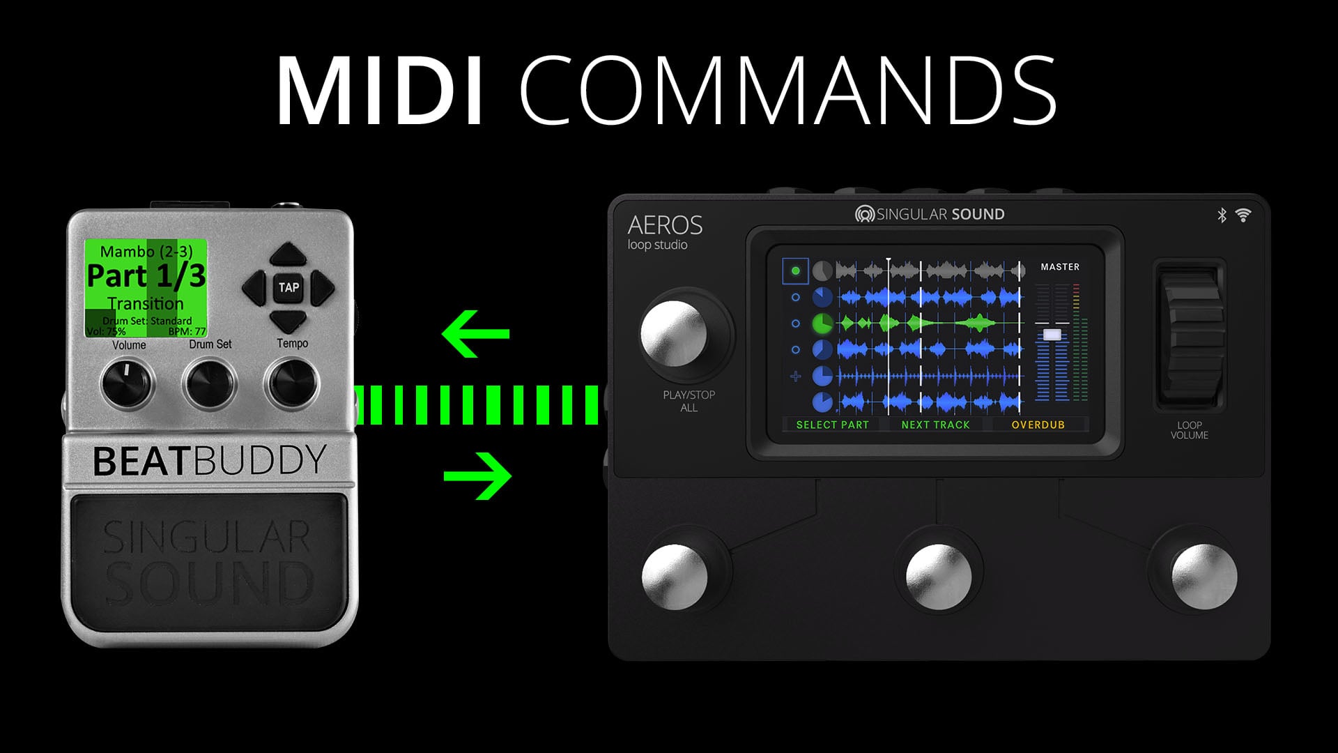 Aeros loop studio and BeatBuddy MIDI Commands