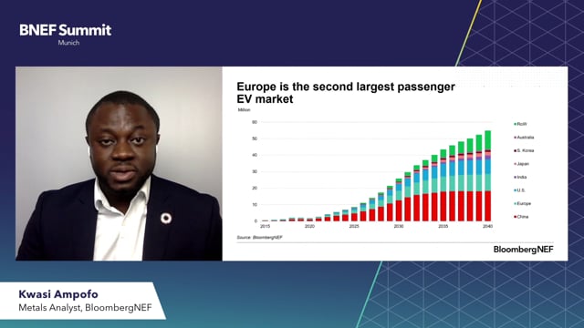 Watch "<h3>BNEF Talk: Europe’s Formula for Winning the Lithium Battery Value-Chain by Kwasi Ampofo, Associate, Metals and Mining, BloombergNEF</h3>"