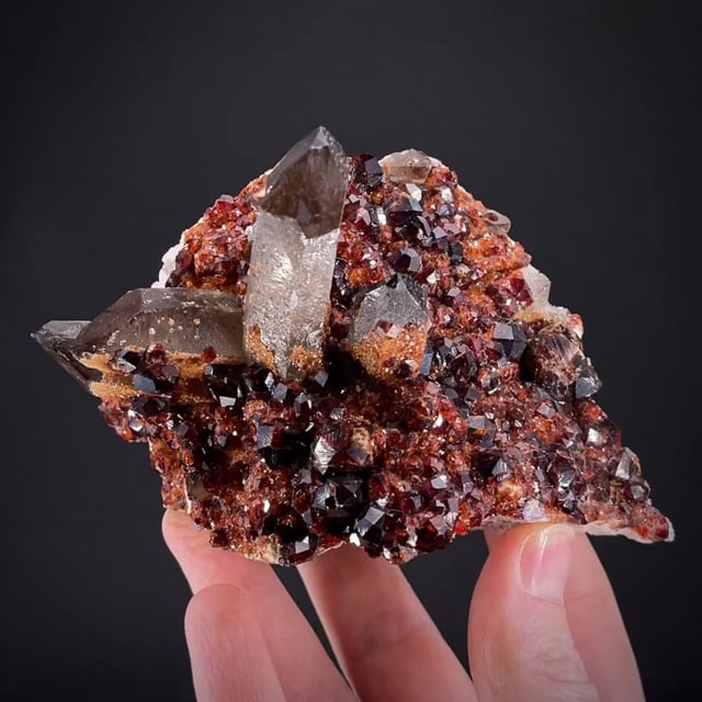 Spessartine Garnet with Smoky Quartz