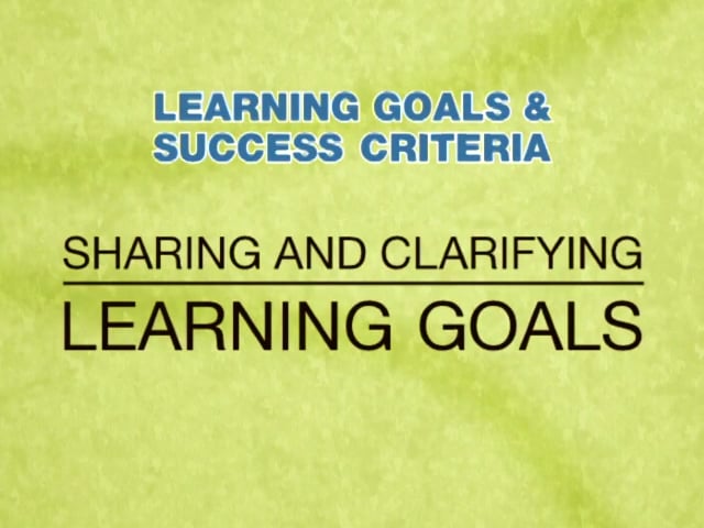 Learning Goals - 3 - Sharing and Clarifying Learning Goals on Vimeo