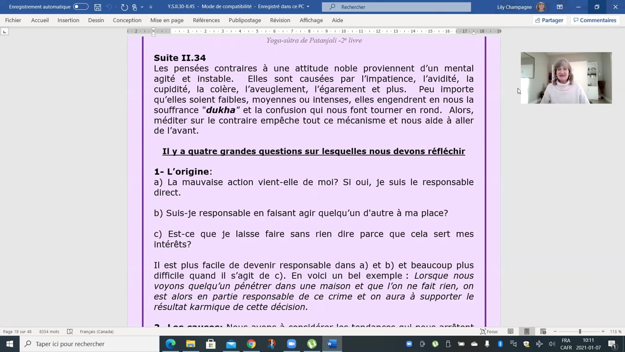 Sutra II-34 Pratipaksha Bhâvanâ (Les voies de contournement - 2e partie) (11 minutes)